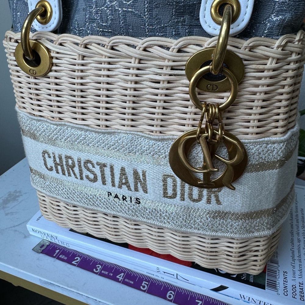 Dior White & Natural Woven Diorissimo Tote - Picture 11 of 11